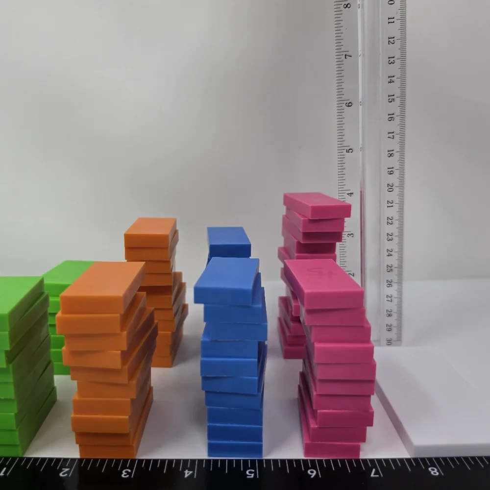H5 Domino's Set Bright Colors Green Pink Blue Orange Larger White Block